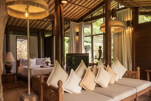 One Bedroom Residence Valley View | Living area | 42-inch LCD TV with digital channels - Dua Dari, a Residence by Hadiprana (Ubud)