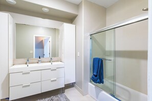 Hair dryer, towels, toilet paper