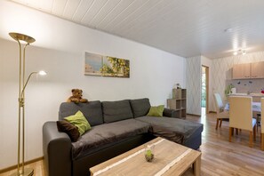 Fernseher, Kamin, DVD-Player, Stereoanlage