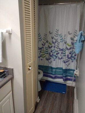 Sèche-cheveux, serviettes fournies, savon, papier toilette