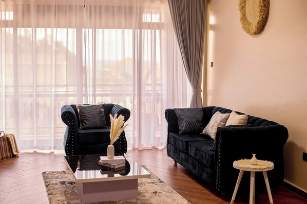 Economy Apartment, Hill View | Living area - Sand Grains Residences 014 (Entebbe)