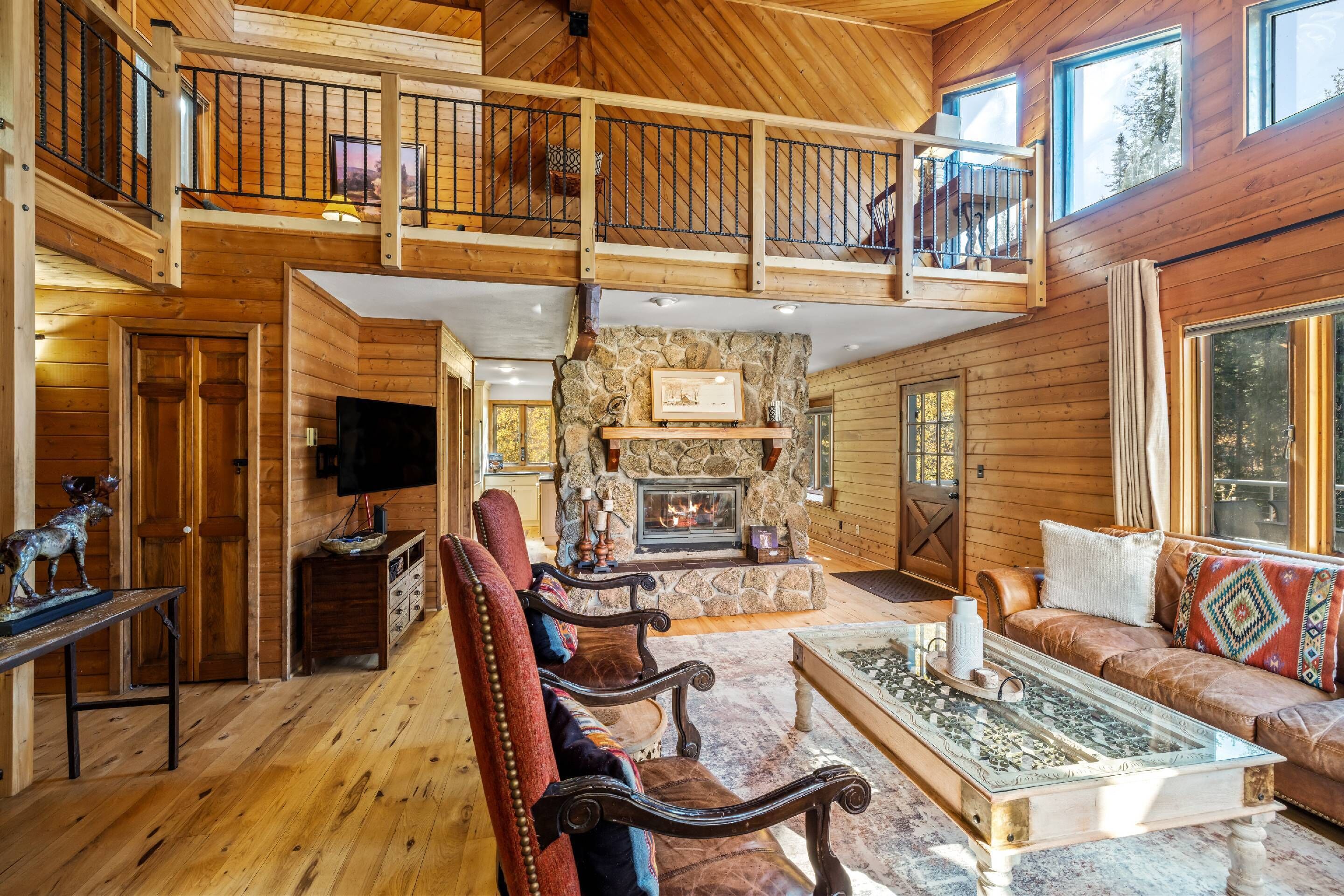 Smart TV, fireplace, DVD player, books