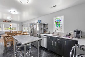 Fridge, microwave, oven, stovetop - Big Kahuna: Semi-Oceanfront | Tiki Bar | Fire Pit (Avon)