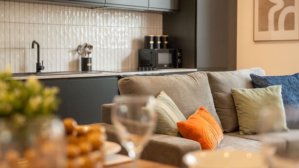 A modern kitchen with a built-in microwave and a sink. - Host Stay Princes Place Hideaway IV (Liverpool)