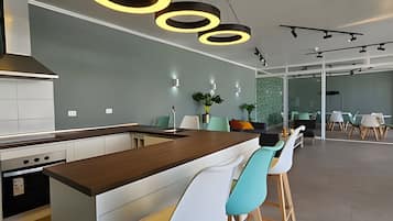 Apartment | Private kitchen | Fridge, microwave, oven, cookware/dishes/utensils
