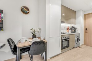 Fridge, microwave, oven, toaster