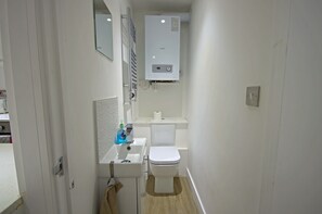 Shower, towels, soap, shampoo