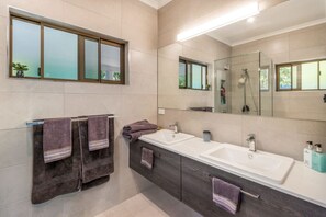Hair dryer, towels