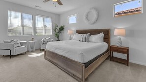 3 bedrooms, desk, iron/ironing board, travel cot