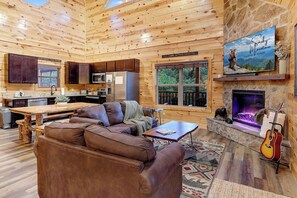 TV, fireplace, video games, offices