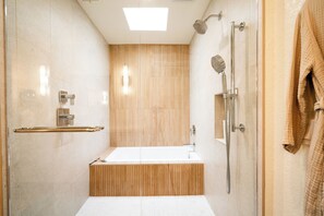 Shower, eco-friendly toiletries, hair dryer, bidet