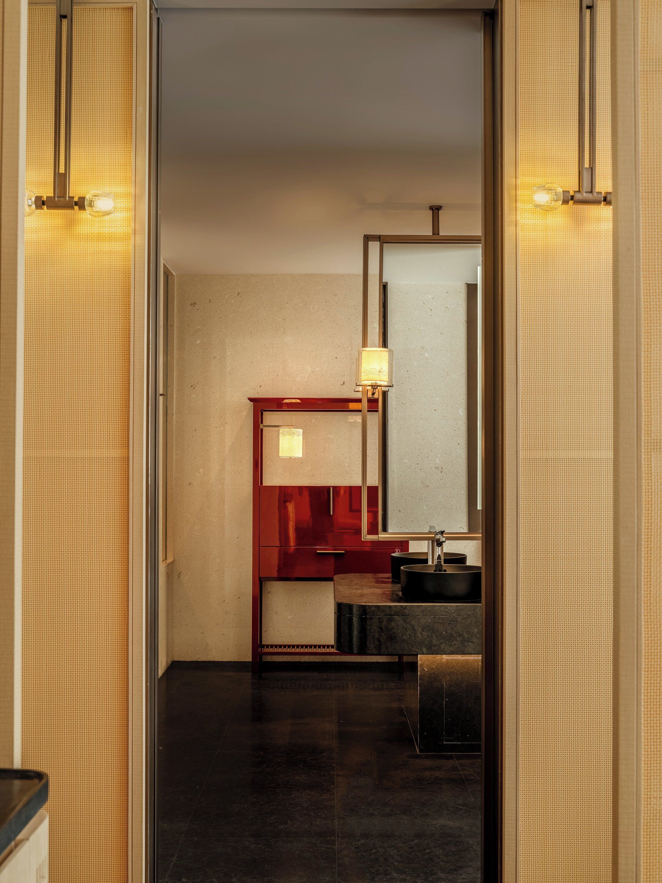 Designer toiletries, hair dryer, bathrobes, slippers