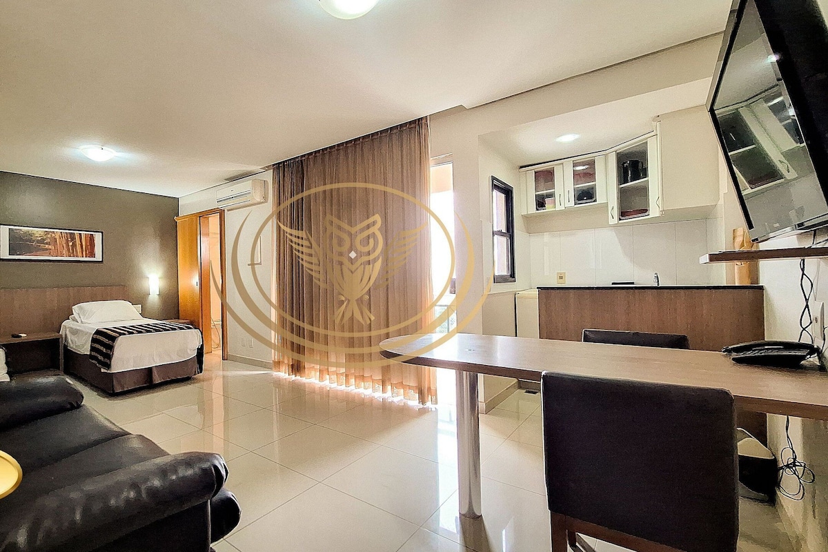 Departamento | 1 habitación, espacio para trabajar con laptop y cortinas blackout