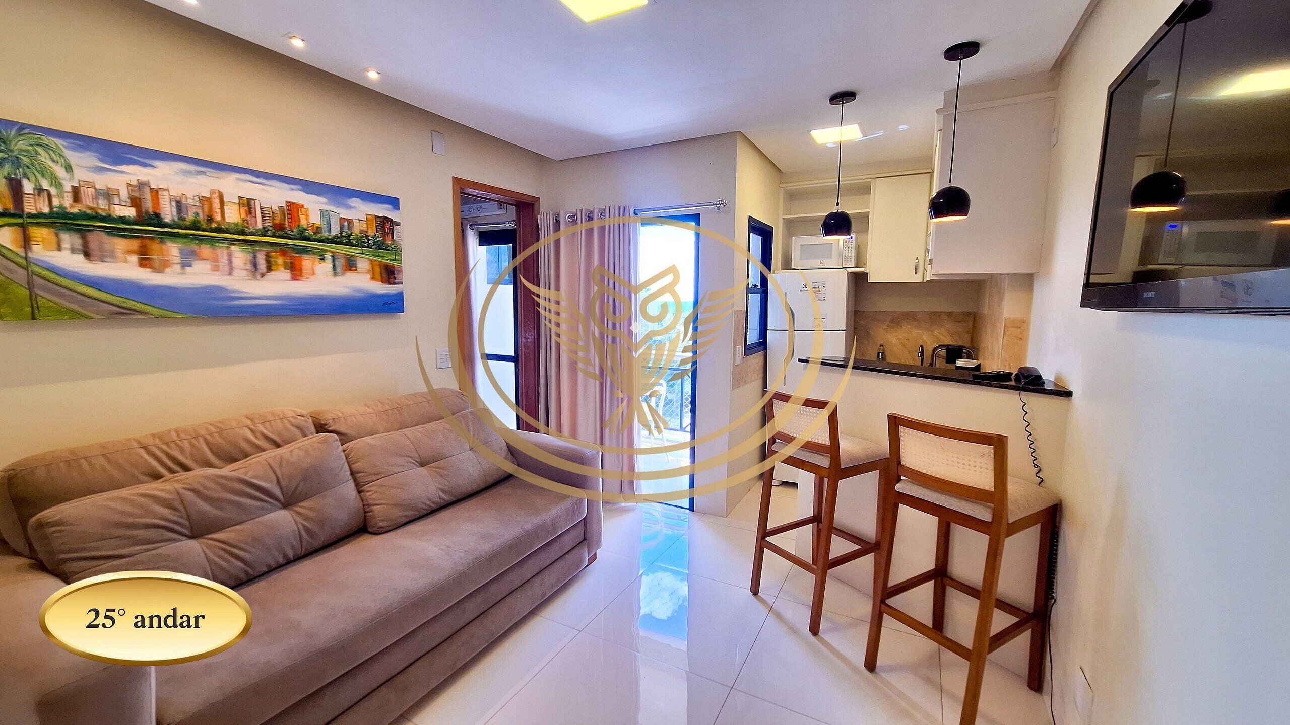 Luxury Apartment | Living area | 34-inch flat-screen TV with digital channels, pay movies