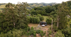 Aerial view - Kūkupa Taunga at Akaroa Lavender by Tiny Away (Duvauchelle)