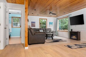 TV, fireplace