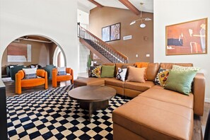 TV, fireplace, video games, books