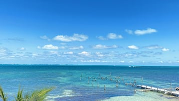 On the beach, sun-loungers, beach towels