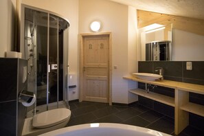 Shower, jetted tub