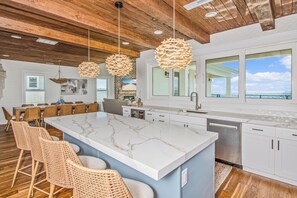 Fridge, microwave, oven, stovetop - Oceanfront Beach House, Elevator to First Floor, Ocean View Pool, Dog Friendly (Pawleys Island)