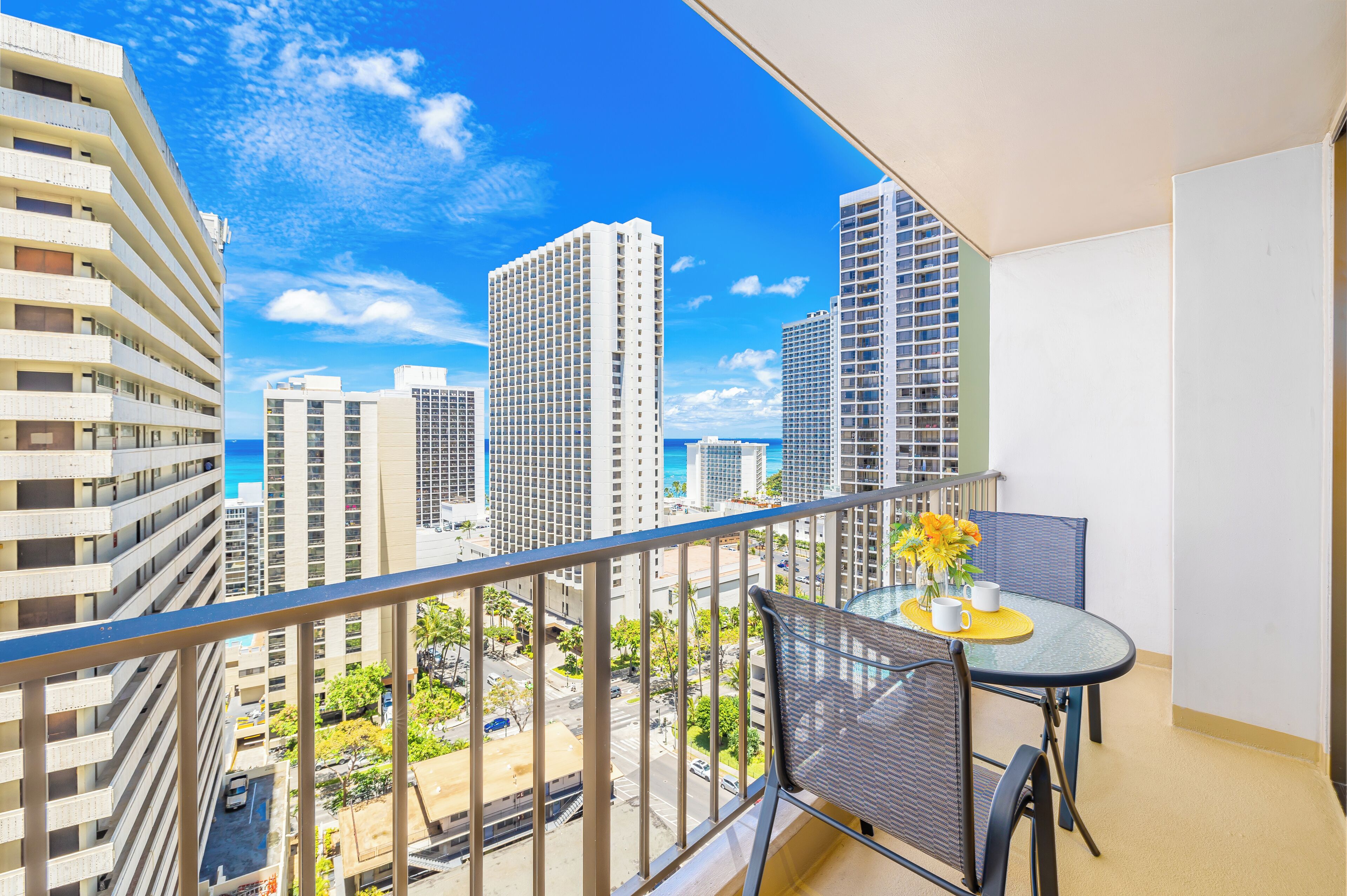 Departamento de diseñador, 1 cama King size y sofá cama, vista al océano (1 Bedroom) | Terraza o patio