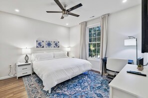 3 bedrooms, desk, iron/ironing board, travel cot