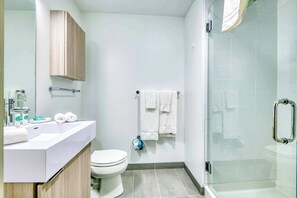 Dusche, Haartrockner, Handtücher