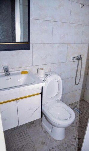 Ducha, toallas y papel higiénico