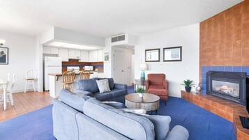 TV, fireplace, DVD player, offices