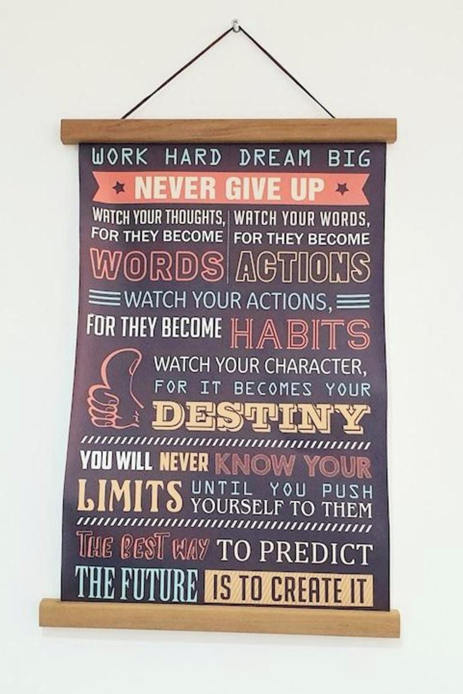 A motivational poster with text about perseverance and self-improvement.
