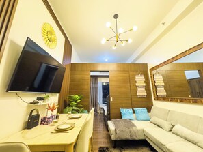 Living area - 1BR Makati, Air Residences M002 (Makati)