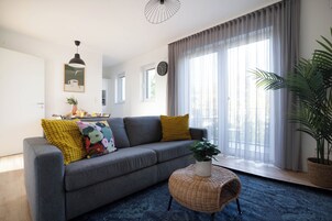 华丽公寓, 1 间卧室, 阳台 | 起居区 | 平板电视