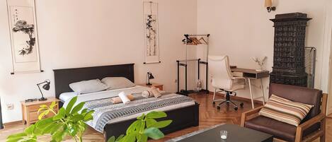 1 غرفة نوم ومكتب ومكواة/لوح كي وواي فاي