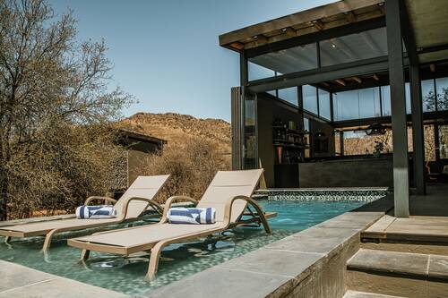 Outdoor pool, pool loungers