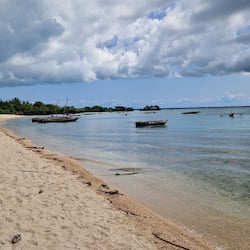 On the beach, sun-loungers, beach umbrellas, beach towels