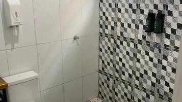 Shower, towels, soap, shampoo