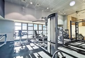 Stay active with our fully equipped gym featuring treadmills, stationary bikes, and weight machines.