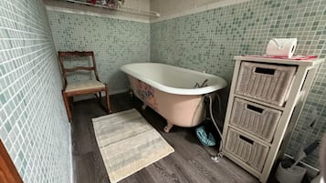 Douche, sèche-cheveux, serviettes fournies, savon