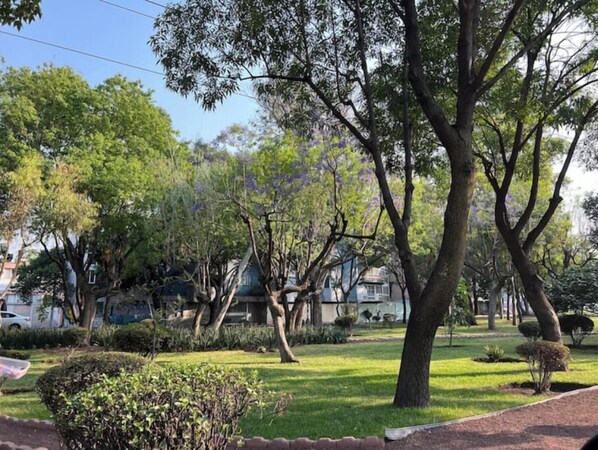 Escape to a serene oasis surrounded by mature trees and well-maintained lawns.
