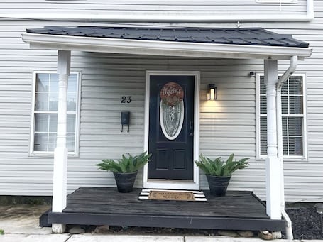 Exterior detail. Cozy house with backyard
