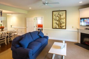 Smart TV, fireplace, computer monitors, printers