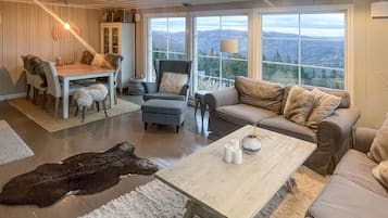 Una televisión, una chimenea