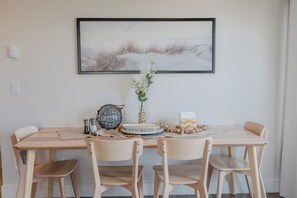 Dining - Oceanfront Monthly Retreat, Modern Condo with Private Patio, Fire Pit, & Steps to Promenade (Seaside)
