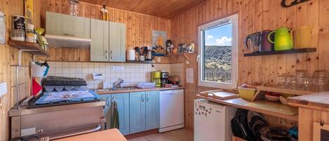 Réfrigérateur, un four, surface de cuisson, cafetiÚre-théiÚre