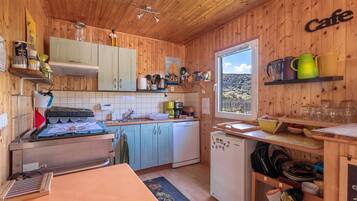 Fridge, oven, stovetop, coffee/tea maker