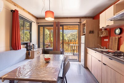 Chalet 'Gites Les Casots' with Shared Pool, Private Terrace and Air Conditioning