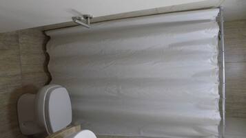 Shower, bidet, towels, soap