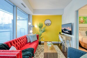 Basic Apartment, 1 Queen Bed with Sofa bed, City View | Living area - The York Suites (Toronto)