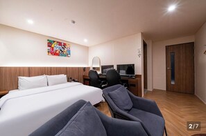 Premium bedding, down duvets, Select Comfort beds, desk