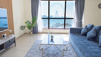 Luxury Apartment, 2 Bedrooms, Balcony, Sea View | 2 bedrooms, blackout drapes, iron/ironing board, free WiFi